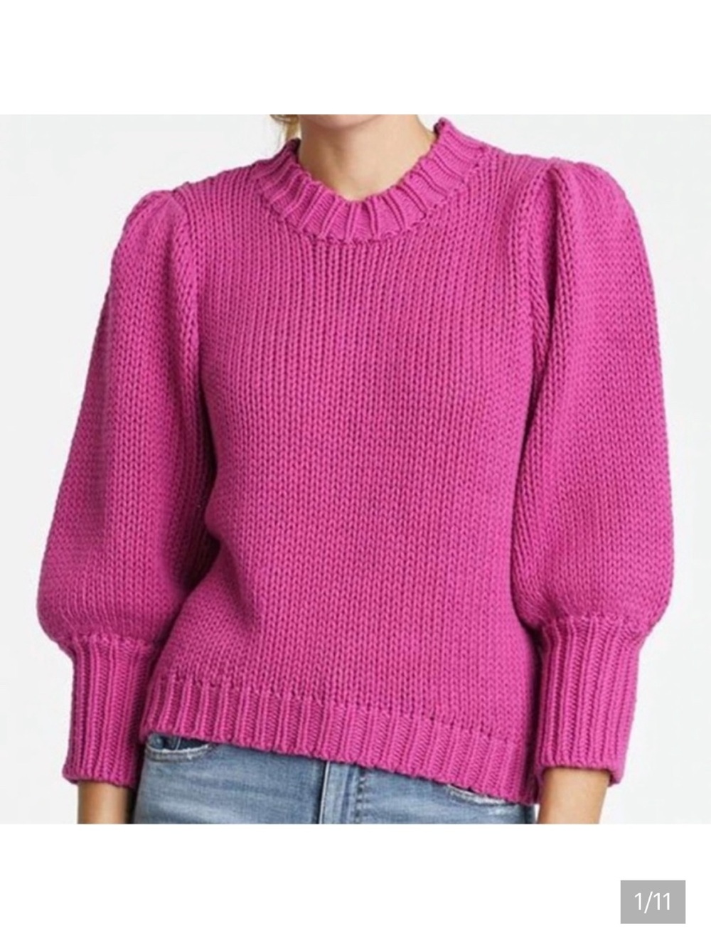 pistola Wild Orchid Puff-Sleeve Crewneck Sweater